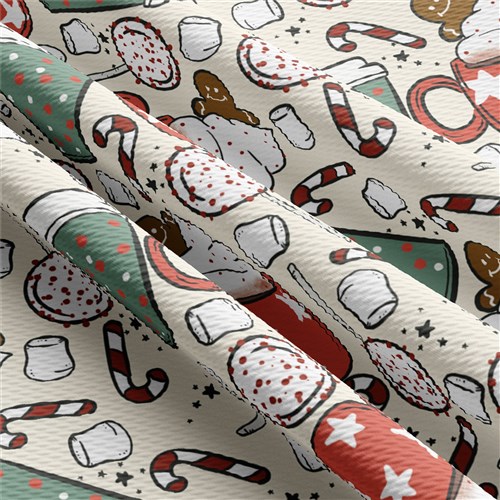 Christmas Printed Liverpool Bullet Textured Stretch Solid Strip Thick Knit Jersey Fabric