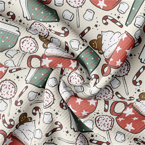 Christmas Printed Liverpool Bullet Textured Stretch Solid Strip Thick Knit Jersey Fabric