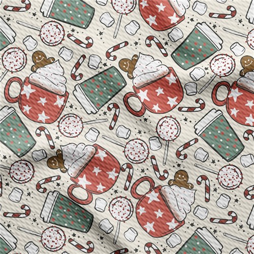 Christmas Printed Liverpool Bullet Textured Stretch Solid Strip Thick Knit Jersey Fabric
