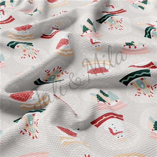 Christmas Printed Liverpool Bullet Textured Stretch Solid Strip Thick Knit Jersey Fabric