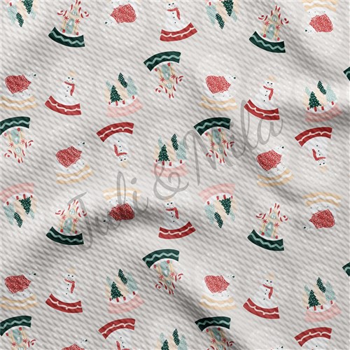 Christmas Printed Liverpool Bullet Textured Stretch Solid Strip Thick Knit Jersey Fabric