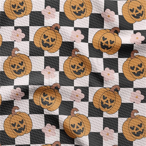 Fall Pumpkin Printed Liverpool Bullet Textured Stretch Solid Strip Thick Knit Jersey Fabric