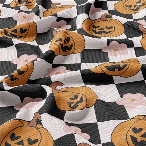 Fall Pumpkin Printed Liverpool Bullet Textured Stretch Solid Strip Thick Knit Jersey Fabric