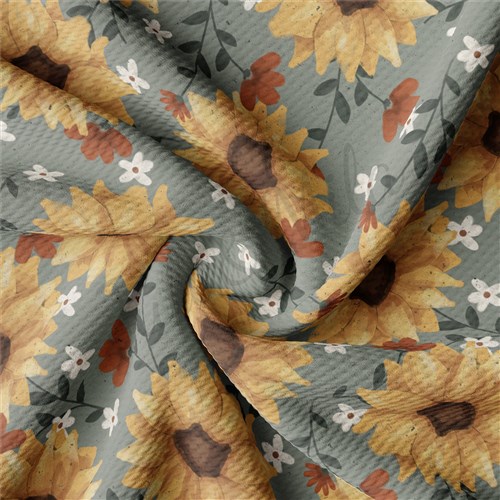 Watercolor Sunflowers Fall Liverpool Bullet Textured Stretch Solid Strip Thick Knit Jersey Fabric