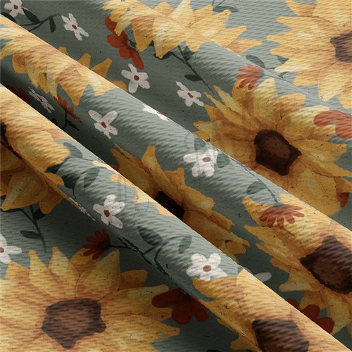 Watercolor Sunflowers Fall Liverpool Bullet Textured Stretch Solid Strip Thick Knit Jersey Fabric