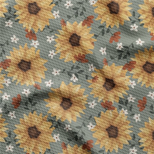 Watercolor Sunflowers Fall Liverpool Bullet Textured Stretch Solid Strip Thick Knit Jersey Fabric