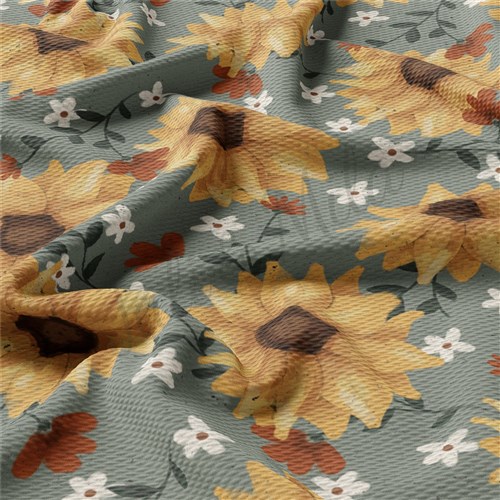 Watercolor Sunflowers Fall Liverpool Bullet Textured Stretch Solid Strip Thick Knit Jersey Fabric