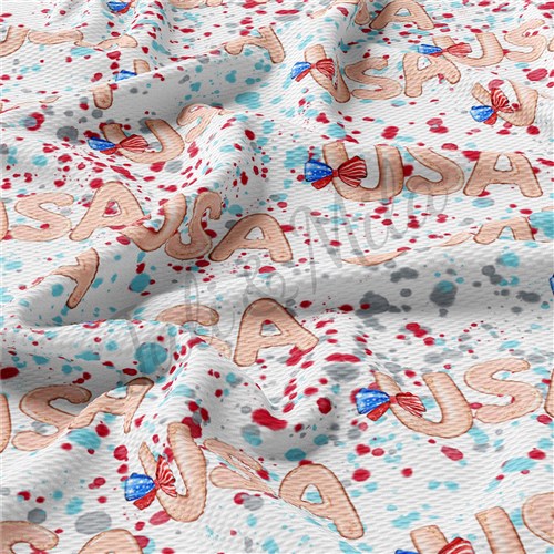 Patriotic 4th of July Liverpool Bullet Textured Stretch Solid Strip Thick Knit Jersey Fabric
