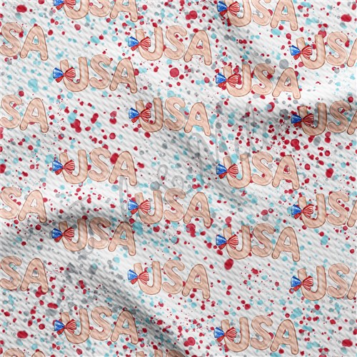 Patriotic 4th of July Liverpool Bullet Textured Stretch Solid Strip Thick Knit Jersey Fabric