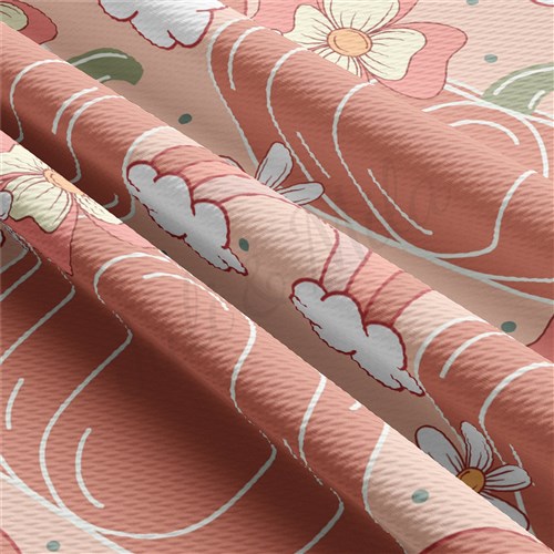 Fall Pumpkin Printed Liverpool Bullet Textured Stretch Solid Strip Thick Knit Jersey Fabric
