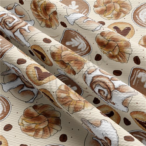 Fall Autumn Latte Printed Liverpool Bullet Textured Stretch Solid Strip Thick Knit Jersey Fabric