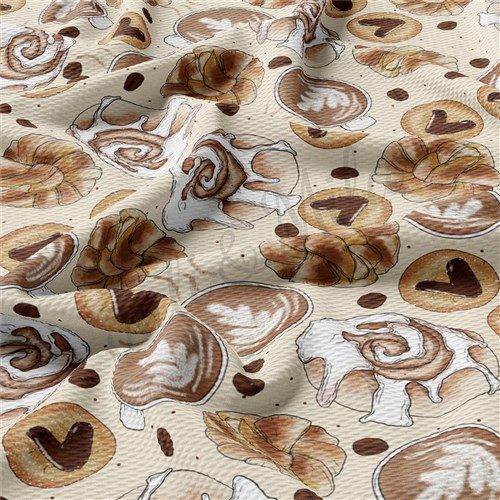 Fall Autumn Latte Printed Liverpool Bullet Textured Stretch Solid Strip Thick Knit Jersey Fabric