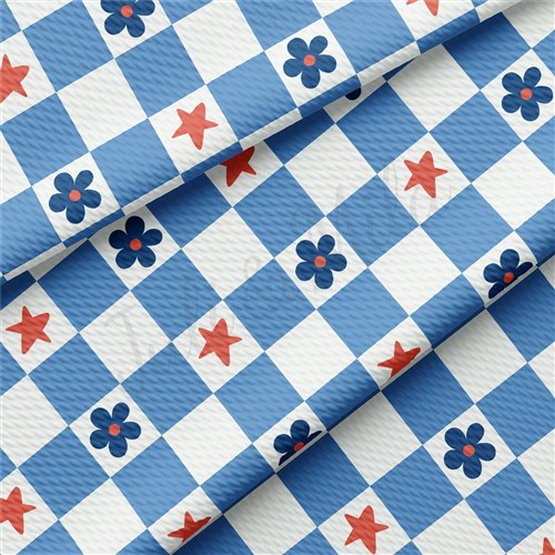 4th of July Printed Liverpool Bullet Textured Stretch Solid Strip Thick Knit Jersey Fabric