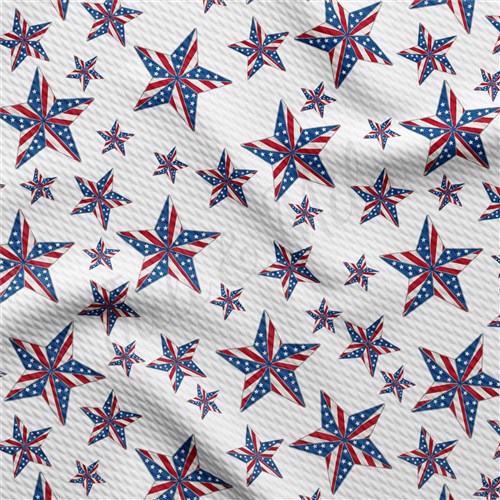 4th of July Printed Liverpool Bullet Textured Stretch Solid Strip Thick Knit Jersey Fabric