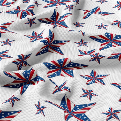 4th of July Printed Liverpool Bullet Textured Stretch Solid Strip Thick Knit Jersey Fabric
