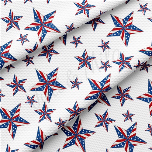 4th of July Printed Liverpool Bullet Textured Stretch Solid Strip Thick Knit Jersey Fabric