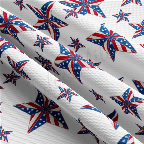 4th of July Printed Liverpool Bullet Textured Stretch Solid Strip Thick Knit Jersey Fabric