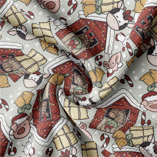 Christmas Farm Liverpool Bullet Textured Stretch Solid Strip Thick Knit Jersey Fabric
