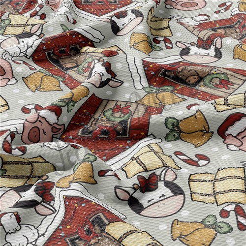Christmas Farm Liverpool Bullet Textured Stretch Solid Strip Thick Knit Jersey Fabric