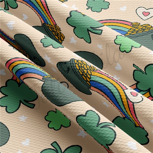St. Patrick's Day Printed Liverpool Bullet Textured Stretch Solid Strip Thick Knit Jersey Fabric