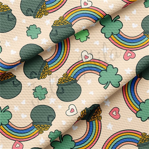 St. Patrick's Day Printed Liverpool Bullet Textured Stretch Solid Strip Thick Knit Jersey Fabric