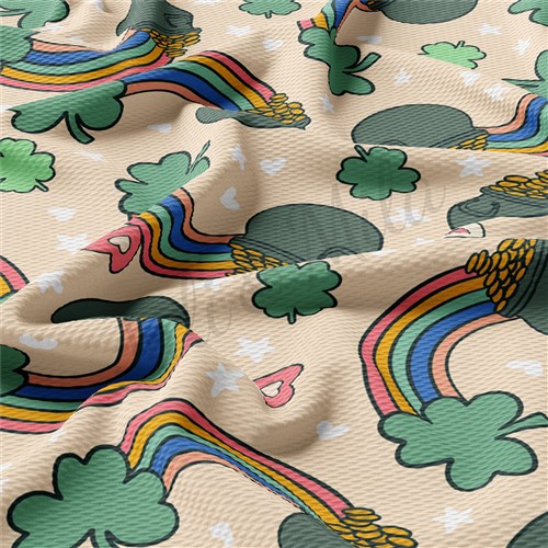 St. Patrick's Day Printed Liverpool Bullet Textured Stretch Solid Strip Thick Knit Jersey Fabric
