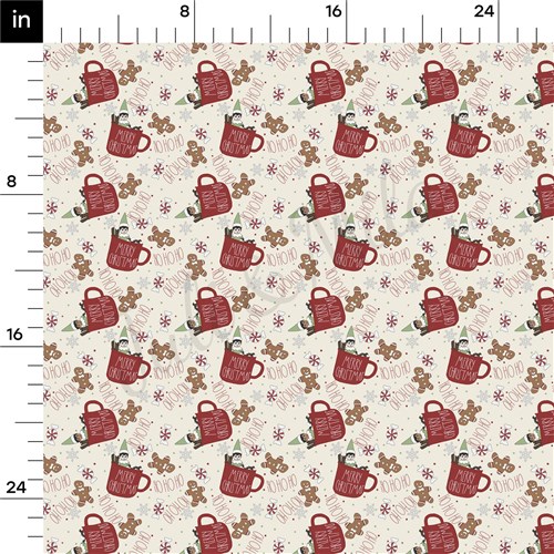 Christmas Hohoho Printed Liverpool Bullet Textured Stretch Solid Strip Thick Knit Jersey Fabric