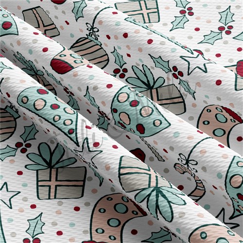 Christmas Printed Liverpool Bullet Textured Stretch Solid Strip Thick Knit Jersey Fabric