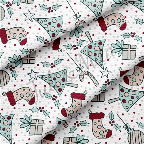 Christmas Printed Liverpool Bullet Textured Stretch Solid Strip Thick Knit Jersey Fabric