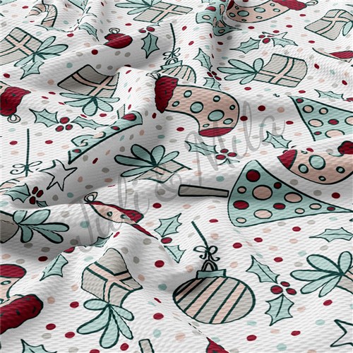 Christmas Printed Liverpool Bullet Textured Stretch Solid Strip Thick Knit Jersey Fabric