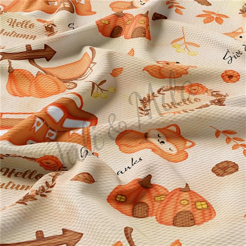 Fall Autumn Pumpkin Printed Fabric pumpkin116 & Get a Free $89.99 Embroidery Bundle