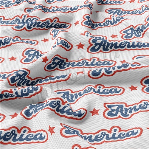 Patriotic 4th of July Liverpool Bullet Textured Stretch Solid Strip Thick Knit Jersey Fabric