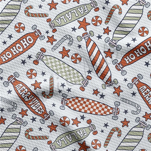 Christmas Printed Liverpool Bullet Textured Stretch Solid Strip Thick Knit Jersey Fabric