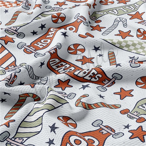 Christmas Printed Liverpool Bullet Textured Stretch Solid Strip Thick Knit Jersey Fabric
