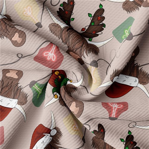 Christmas Printed Liverpool Bullet Textured Stretch Solid Strip Thick Knit Jersey Fabric