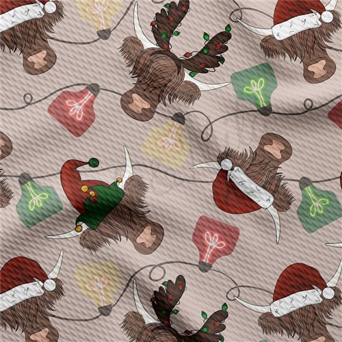 Christmas Printed Liverpool Bullet Textured Stretch Solid Strip Thick Knit Jersey Fabric