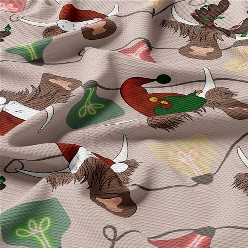Christmas Printed Liverpool Bullet Textured Stretch Solid Strip Thick Knit Jersey Fabric