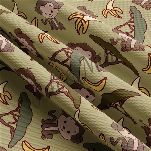 Monkeys Printed Liverpool 4 Way Fabric monkeys & Get a Free $89.99 Embroidery Bundle