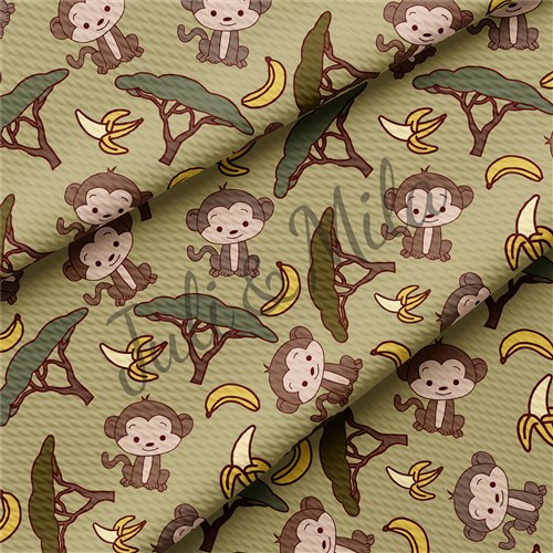 Monkeys Printed Liverpool 4 Way Fabric monkeys & Get a Free $89.99 Embroidery Bundle