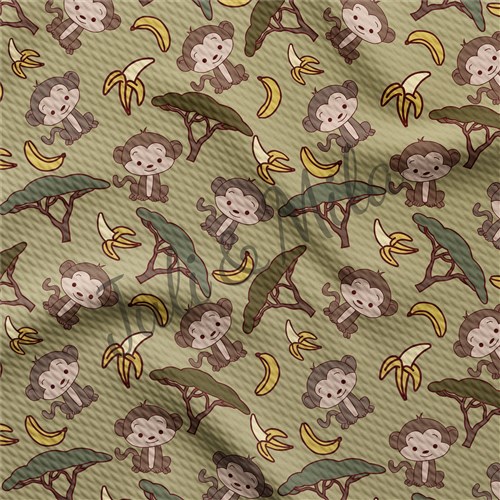 Monkeys Printed Liverpool 4 Way Fabric monkeys & Get a Free $89.99 Embroidery Bundle