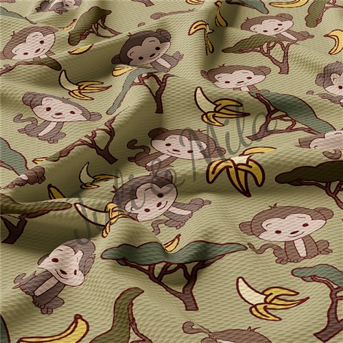 Monkeys Printed Liverpool 4 Way Fabric monkeys & Get a Free $89.99 Embroidery Bundle