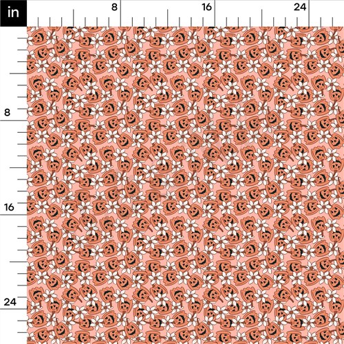 Fall Pumpkin Printed Liverpool Bullet Textured Stretch Solid Strip Thick Knit Jersey Fabric