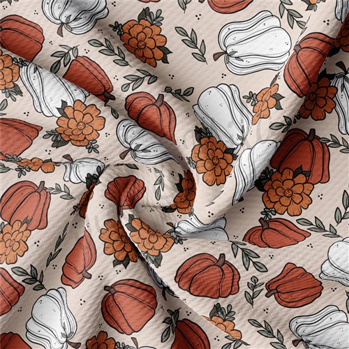 Floral Pumpkin Fall Liverpool Bullet Textured Stretch Solid Strip Thick Knit Jersey Fabric