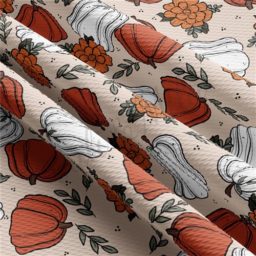 Floral Pumpkin Fall Liverpool Bullet Textured Stretch Solid Strip Thick Knit Jersey Fabric