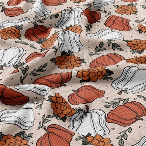 Floral Pumpkin Fall Liverpool Bullet Textured Stretch Solid Strip Thick Knit Jersey Fabric