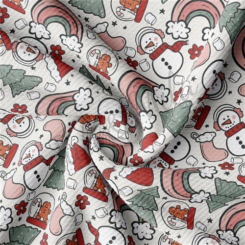 Christmas Printed Liverpool Bullet Textured Stretch Solid Strip Thick Knit Jersey Fabric