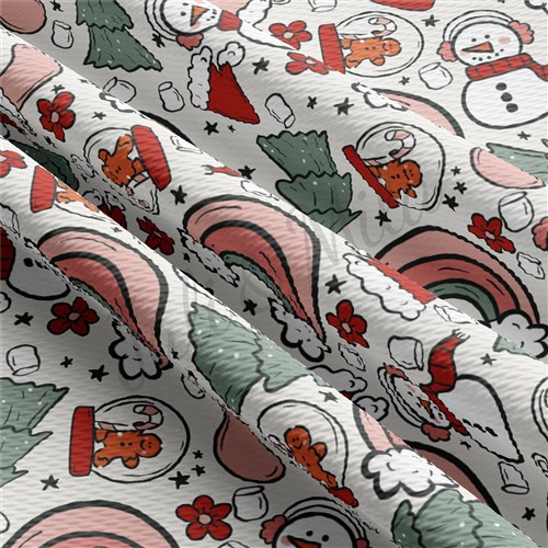 Christmas Printed Liverpool Bullet Textured Stretch Solid Strip Thick Knit Jersey Fabric