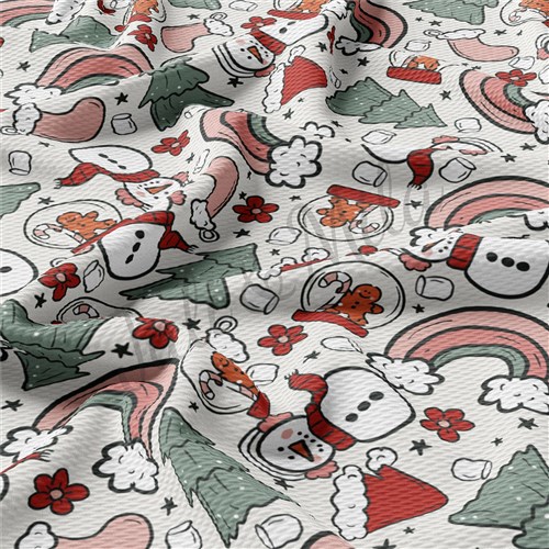 Christmas Printed Liverpool Bullet Textured Stretch Solid Strip Thick Knit Jersey Fabric