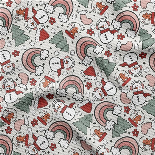 Christmas Printed Liverpool Bullet Textured Stretch Solid Strip Thick Knit Jersey Fabric