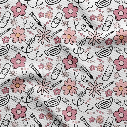 Nurse Liverpool Bullet Textured Stretch Solid Strip Thick Knit Jersey Fabric